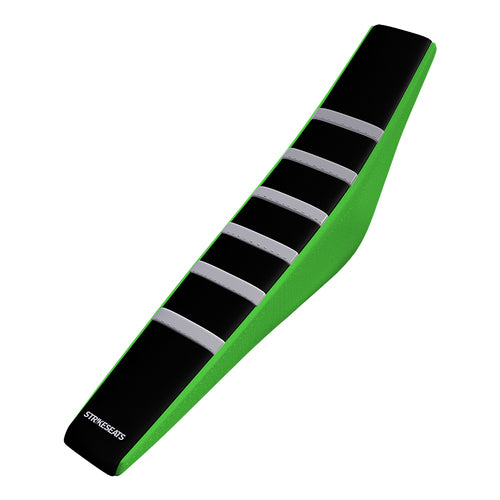 Kawasaki Gripper Ribbed Seat Cover - Black / Green / White
